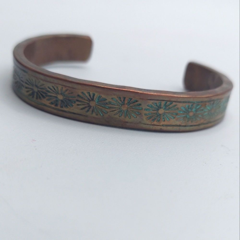 Signed Jm Solid Thick Copper Bracelet Cuff Southw… - image 1